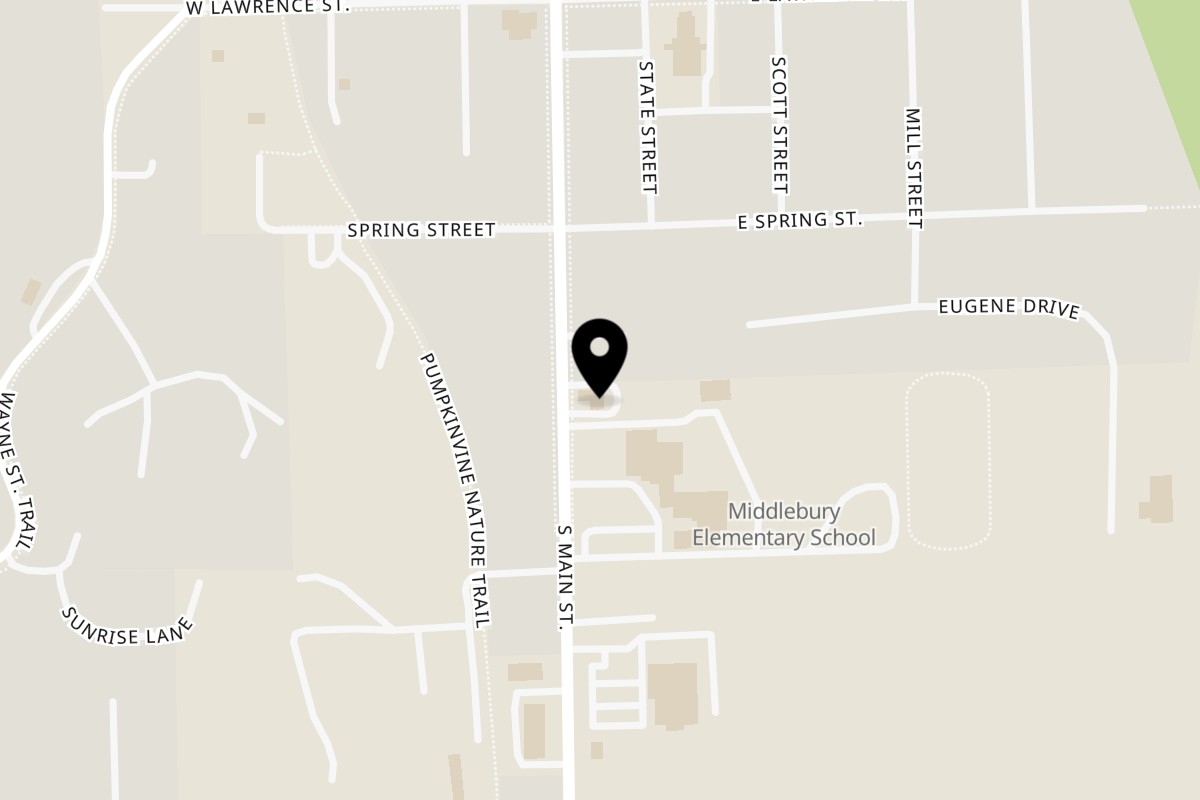 Map showing the location of Danny's Diner on 422 S Main St in Middlebury